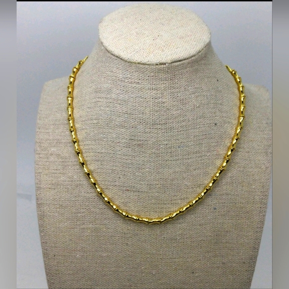 Madewell Yellow Goldtone Hourglass Beads Necklace NWOT 14" - Picture 1 of 5